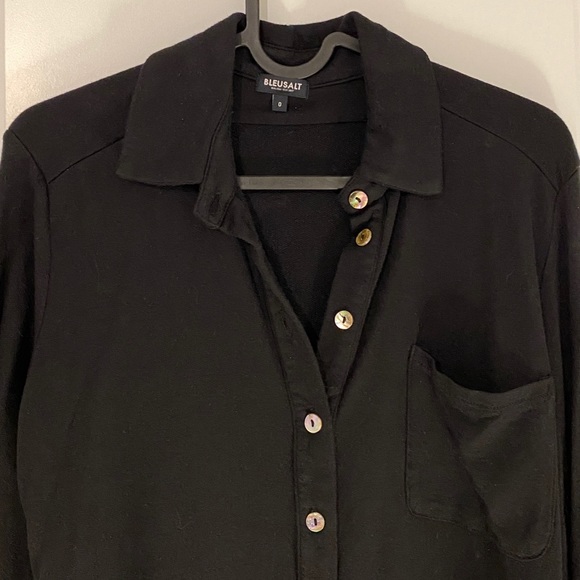 Bleusalt black soft classic button shirt sz 0 new - Picture 8 of 12